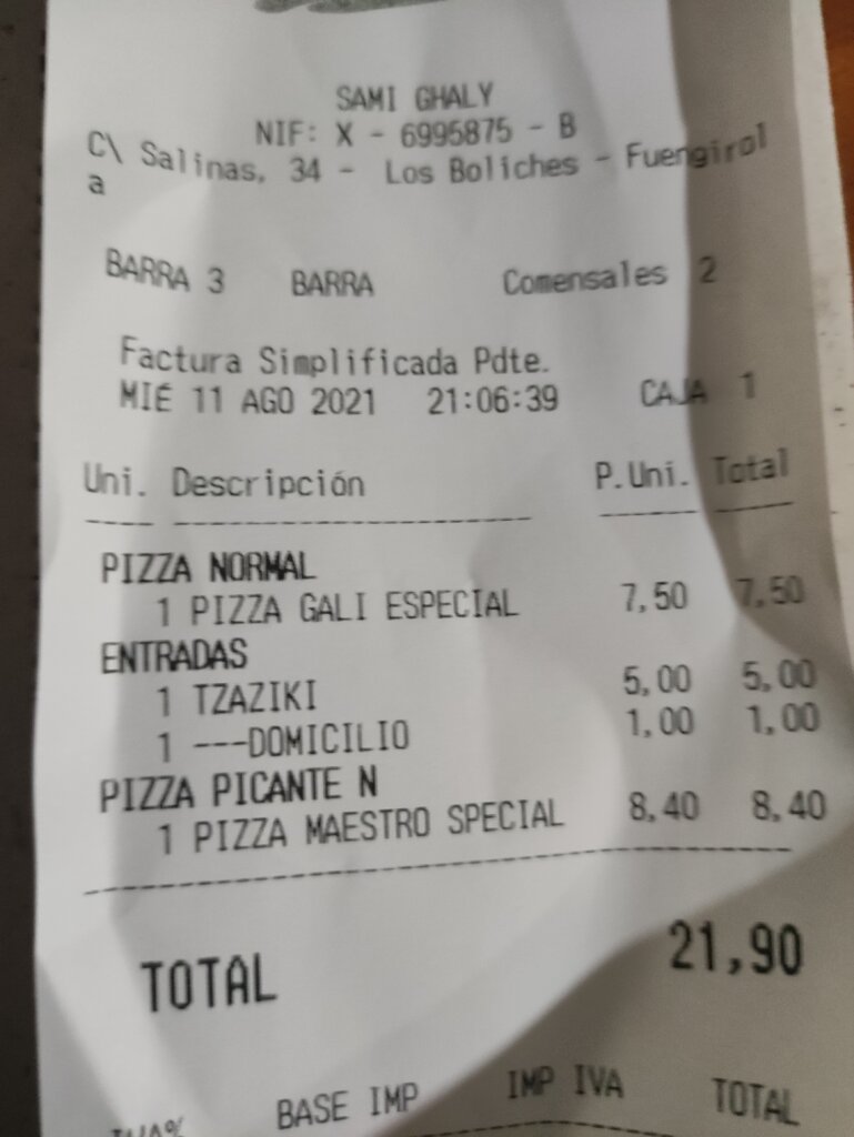 Cuenta Pizza Maestro